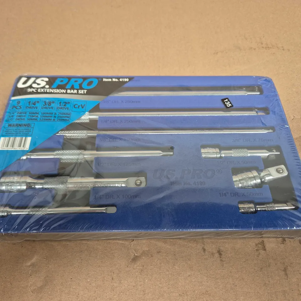 US PRO 9-PIECE EXTENSION BAR SET FOR 1/4IN, 3/8IN AND 1/2IN DRIVE