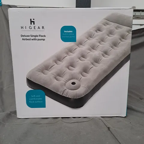 HIGEAR DELUXE SINGLE FLOCK AIRBED WITH PUMP