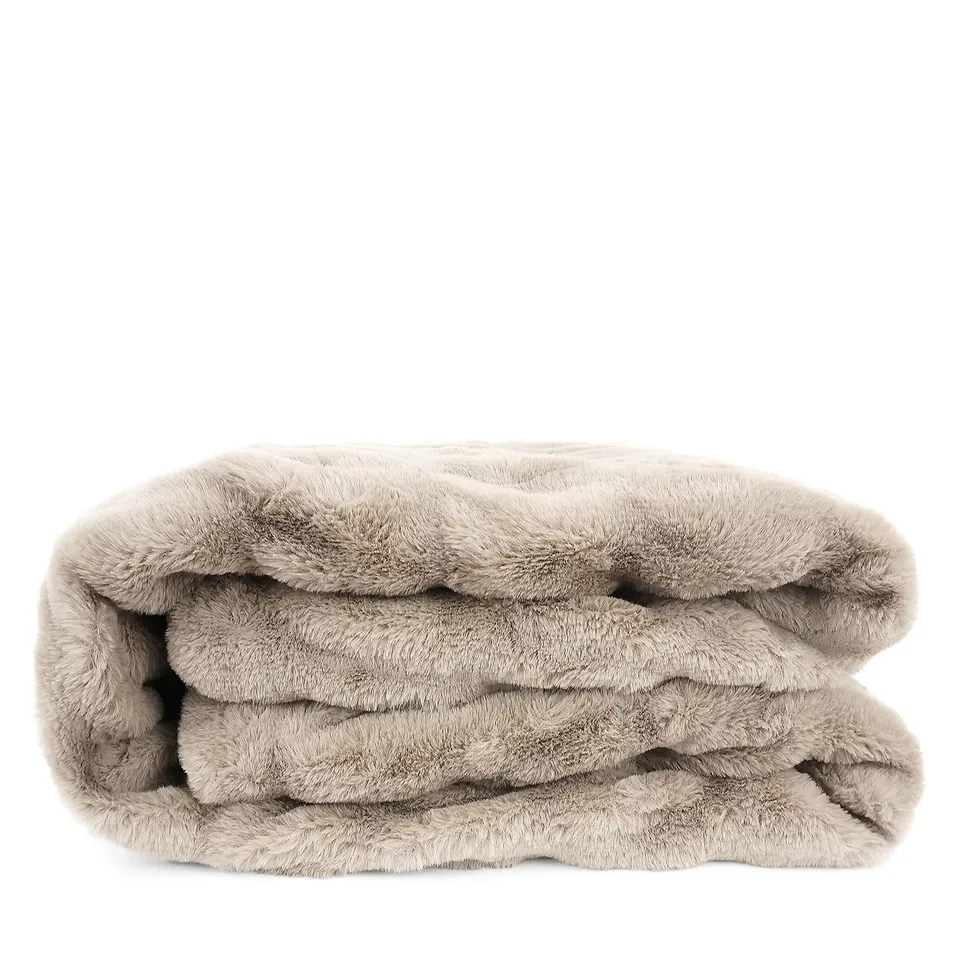 COZEE HOME LUXURY RUCHED FAUX FUR AND VELVETSOFT HEATED THROW