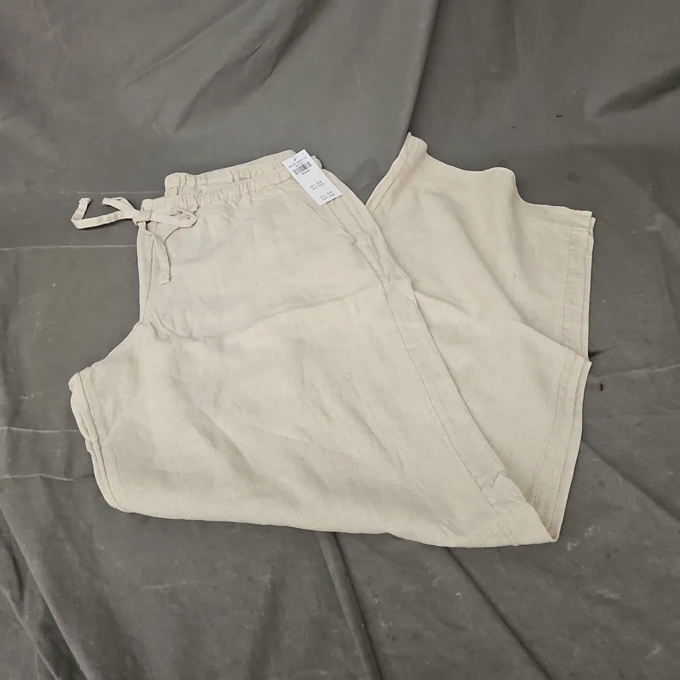 HOLLISTER LINEN LOOK WIDE LEG TROUSERS IN SAND SIZE M