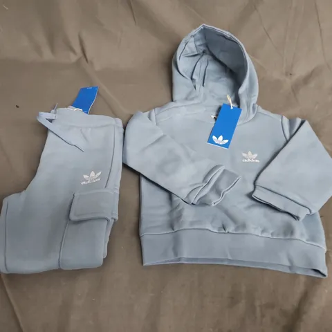 ADIDAS LIGHT BLUE HOODIE & JOGGERS TRACKSUIT SET – UNISEX - SIZE 12/18 MONTHS