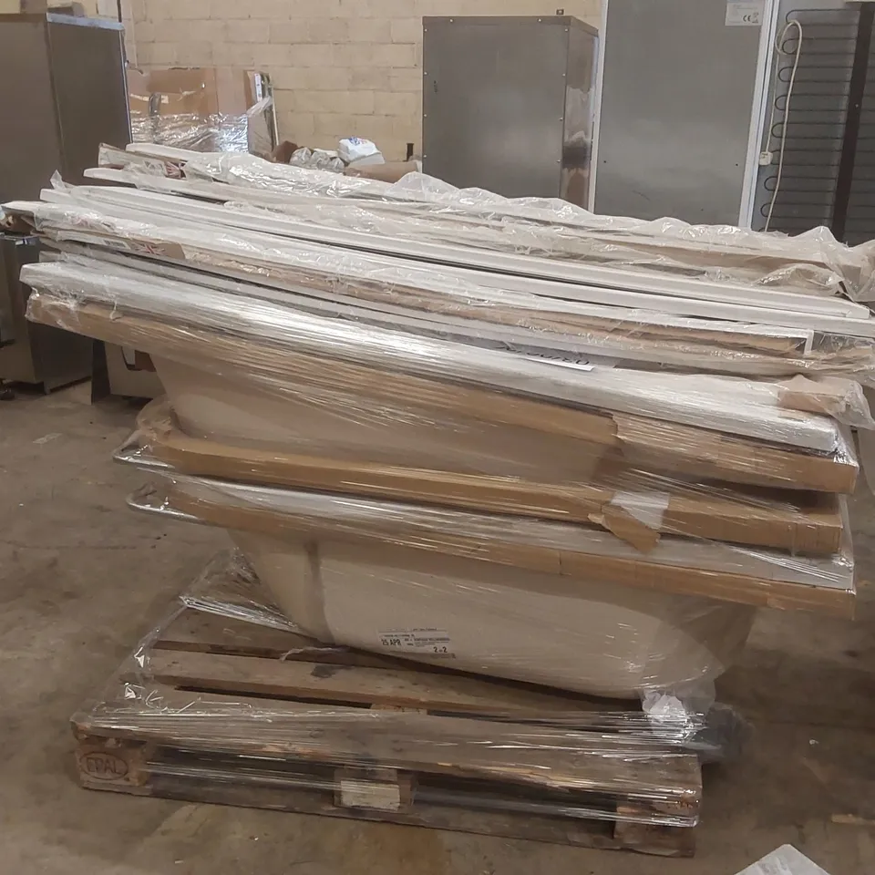 PALLET CONTAINING ASSORTED BATHROOM TUBS AND SIDE PANELS