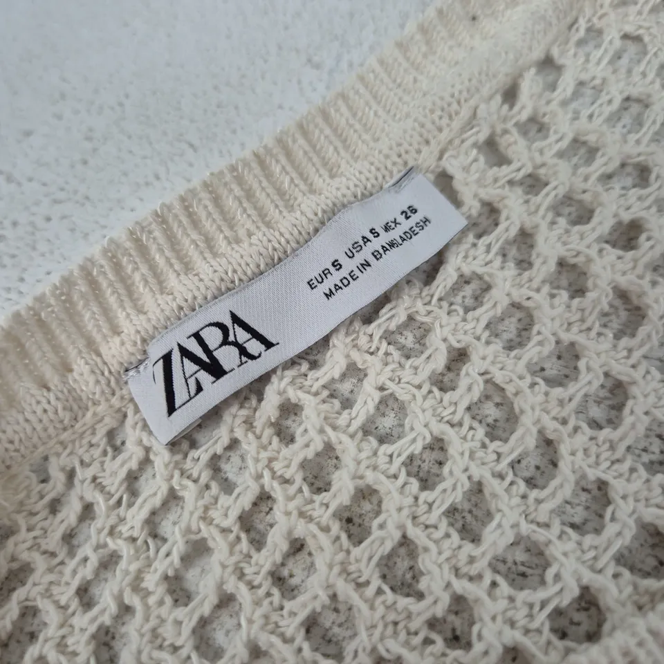 ZARA Knit Mesh Sweater – Cream – UK 8 (EU S)