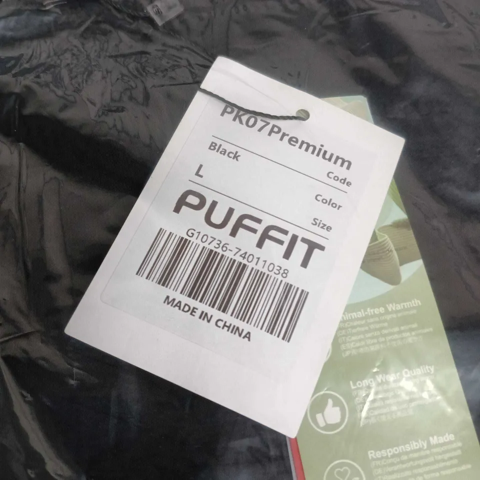 PUFFFIT PREMIUM BLACK JACKET, SIZE L
