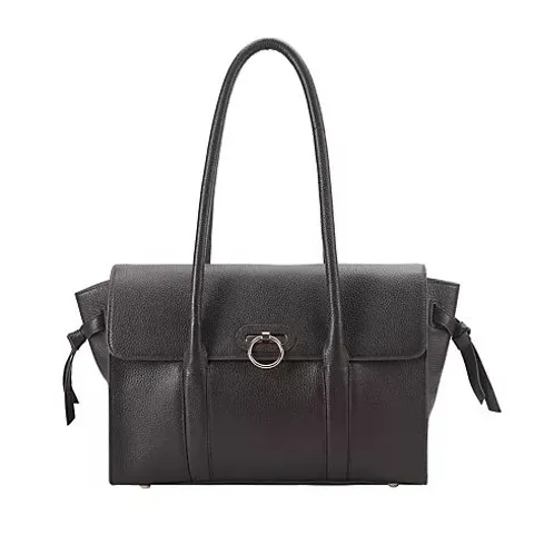 PAUL COSTELLOE MEDIUM LEATHER HANDBAG CHOCOLATE