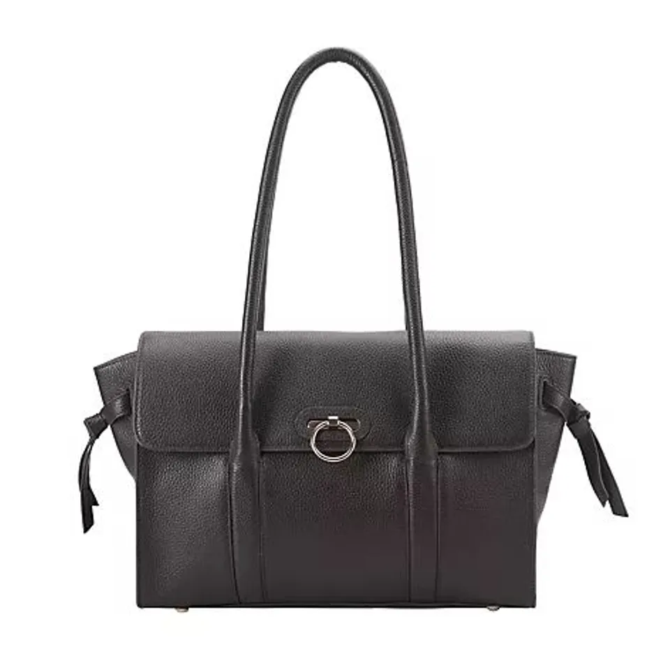 PAUL COSTELLOE MEDIUM LEATHER HANDBAG CHOCOLATE