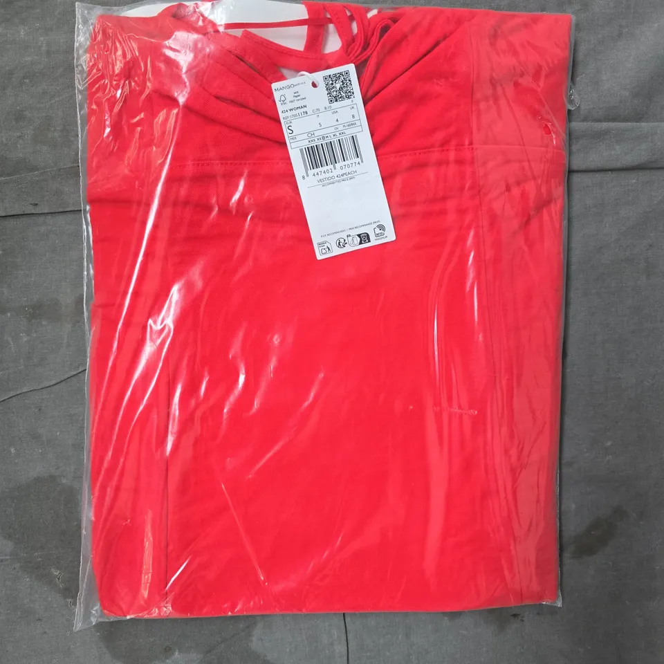 BAGGED MANGO VESTIDO MIDI DRESS IN RED SIZE UK 8