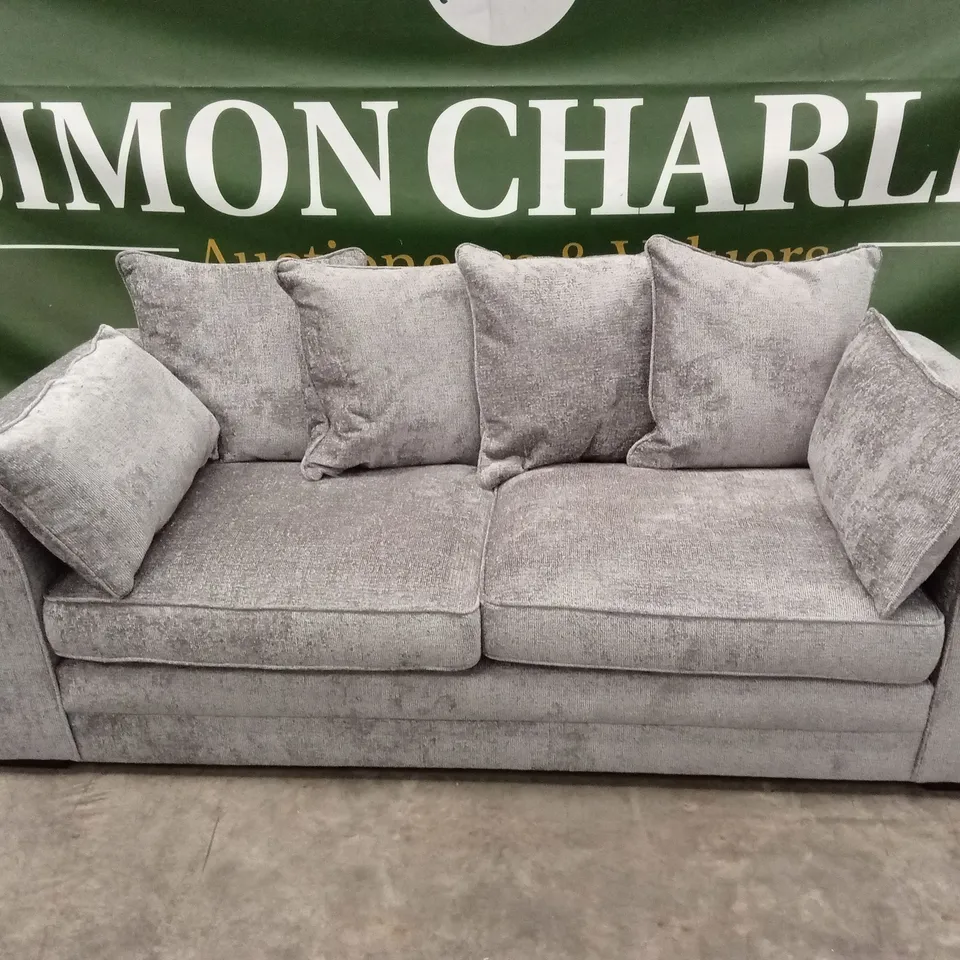 SOHO 3 SEATER FABRIC SCATTER-BACK SOFA - GREY
