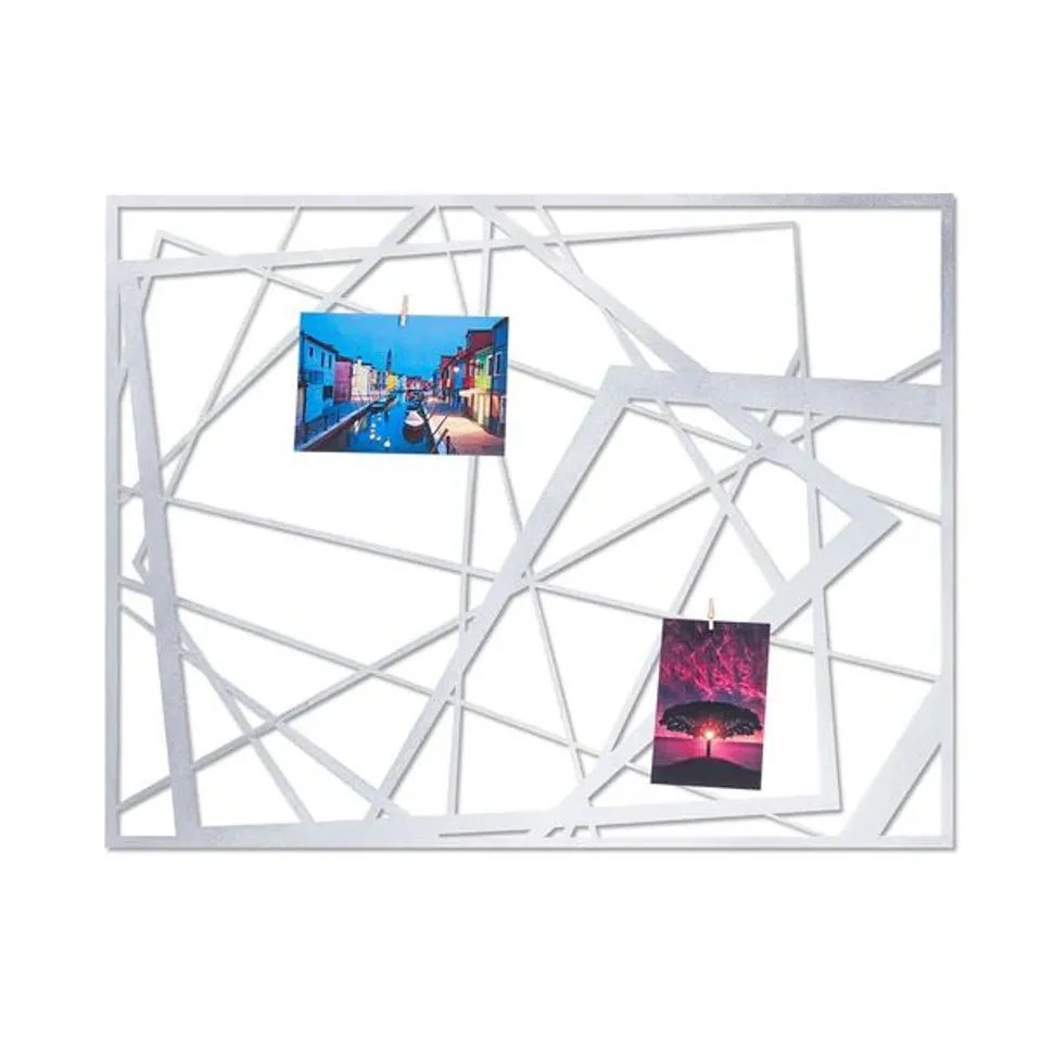 BOXED HOUSE ADDITIONS DECORATIVE METAL WALL MOUNTED PHOTOS MOODBOARD, SILVER H60 XW45CM