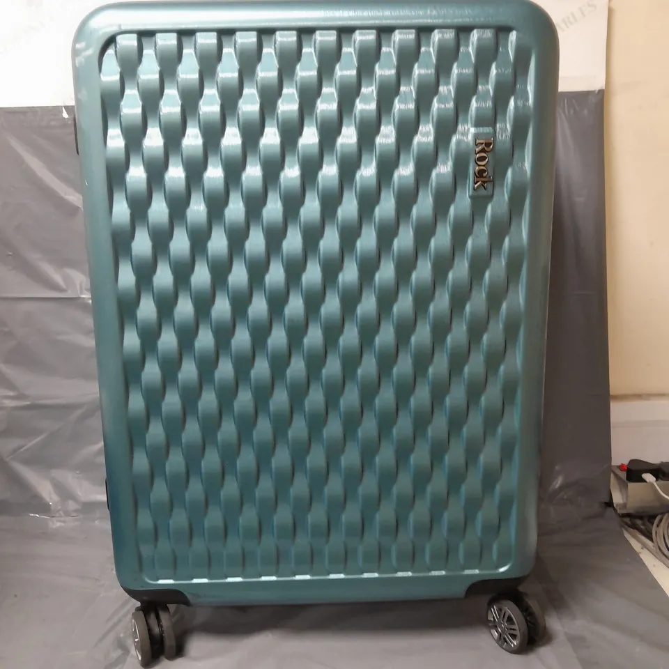 ROCK LUGGAGE HARD CASE WHEELED SUITCASE LARGE TEAL - COLLECTION ONLY