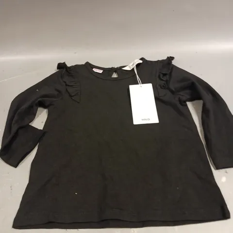 MANGO GIRLS LONG SLEEVE BLACK TOP - 9-12 MONTHS
