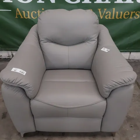 QUALITY BRITISH DESIGNER G PLAN JACKSON MANUAL RECLINING EASY CHAIR CAMBRIDGE GREY LEATHER