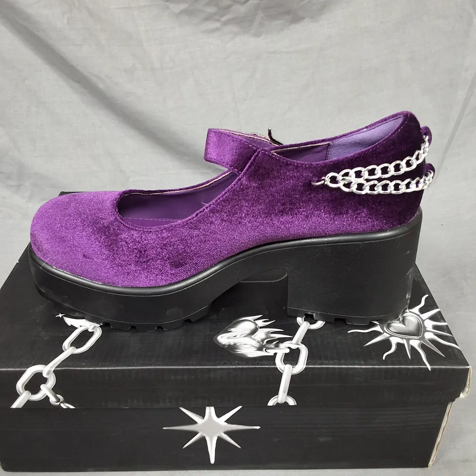 BOXED KOI TIRA MARY JANE'S FATAL TOUCH EDITION IN PURPLE - UK 6