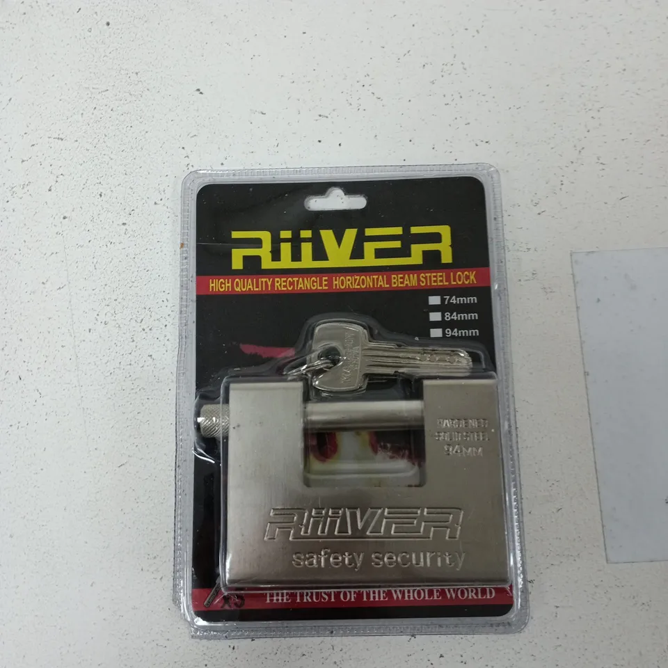 RIVER PADLOCK WITH 5 KEYS - RECTANGLE STEEL SECURITY LOCK (MADE IN CHINA)
