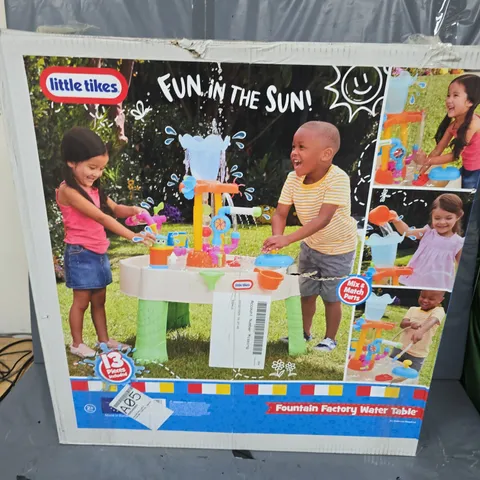 BOXED LITTLE TIKES FOUNTAIN FACTORY WATER TABLE