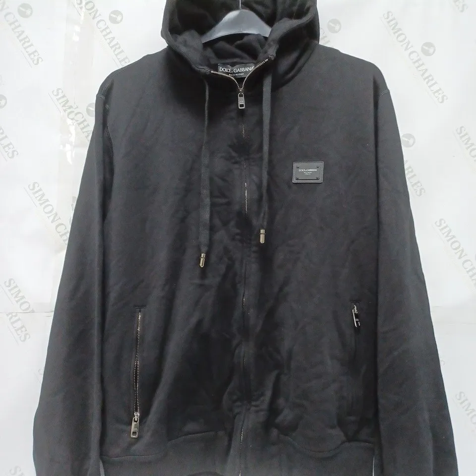 DOLCE & GABBANA RUB PLATE ZIP HOODIE IN BLACK - XXL