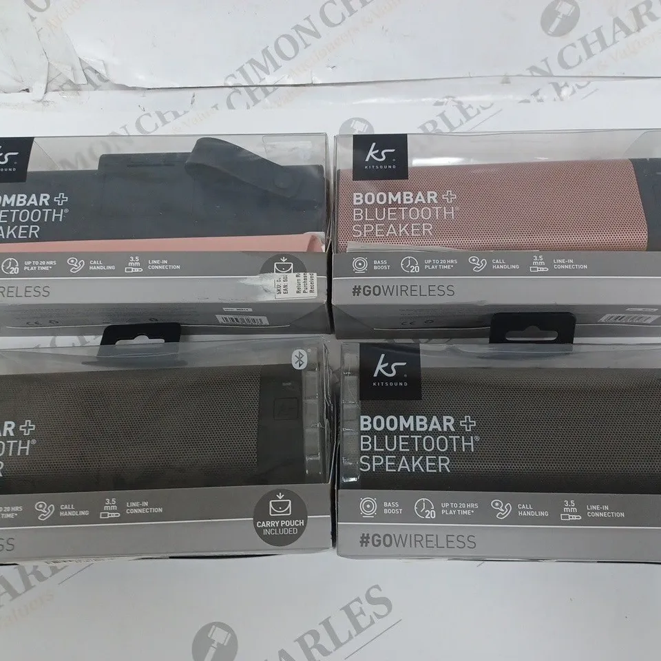 LOT OF 4 KITSOUND BOOMBAR + BLUETOOTH SPEAKERS