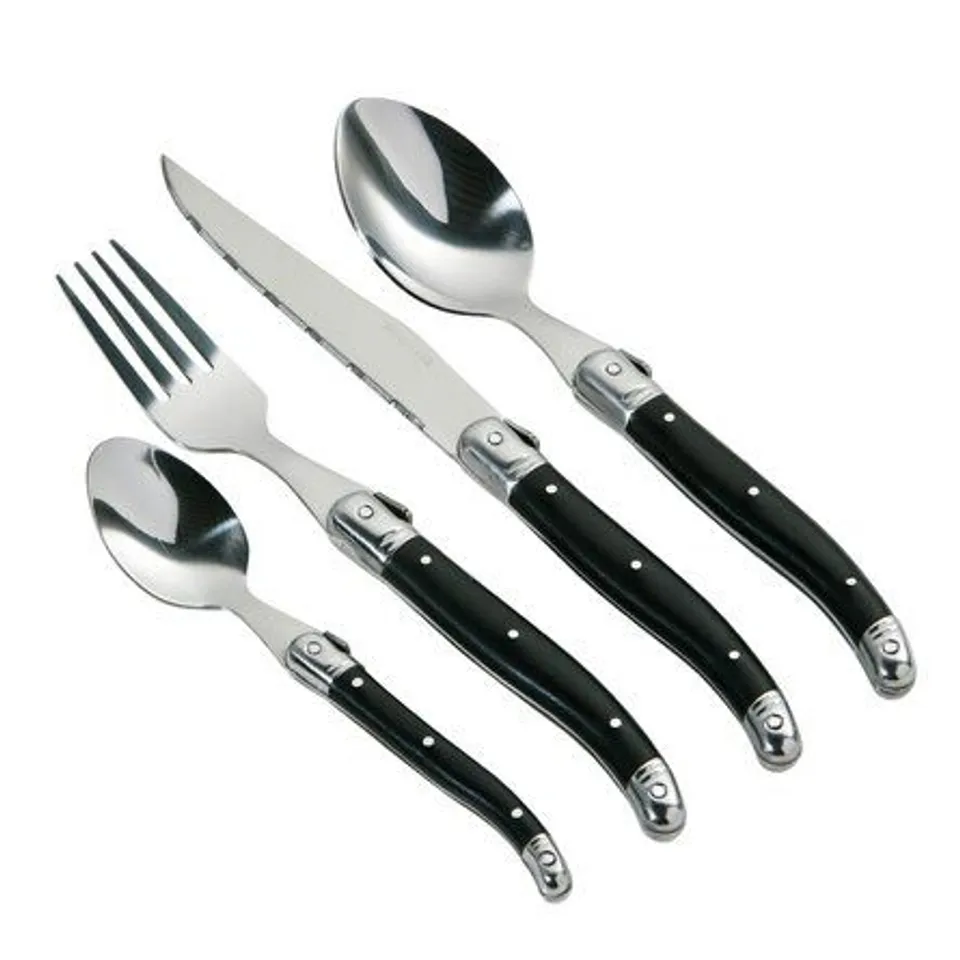 BOXED SWISS 16 PIECE CUTLERY SET - BLACK