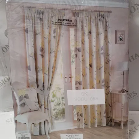 BRAND NEW FIRENZE 229×137CM FULLY LINED BLACKOUT CURTAINS - OCHRE