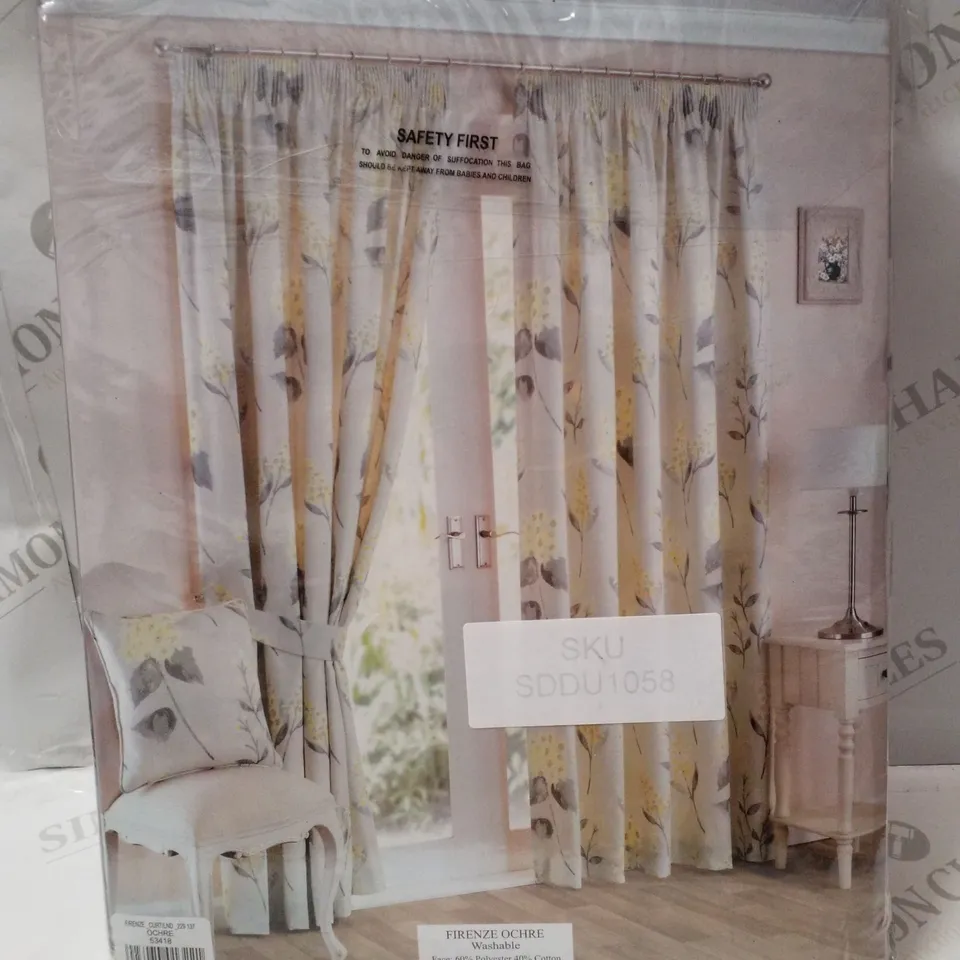 BRAND NEW FIRENZE 229×137CM FULLY LINED BLACKOUT CURTAINS - OCHRE 