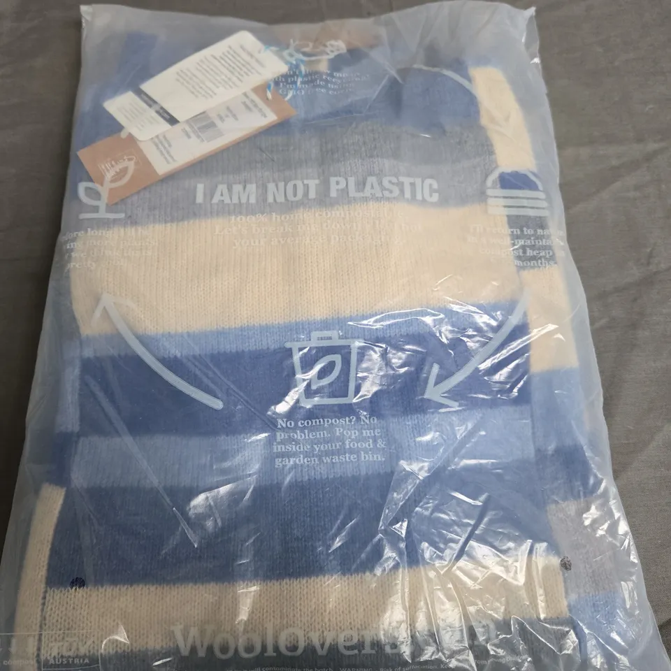 WOOLOVERS BLUES OFF SET STRIPE JUMPER SIZE M 