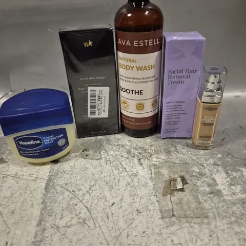 APPROXIMATELY 20 HEALTH AND BEAUTY PRODUCTS TO INCLUDE VASELINE PROTECTING JELLY, L'OREAL; TRUE MATCH FOUNDATION AND AVA ESTELL BODY WASH
