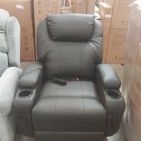 QUALITY DESIGNER FAUX LEATHER UPHOLSTERED ELECTRIC RECLINING ARMCHAIR