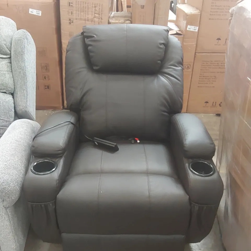 QUALITY DESIGNER FAUX LEATHER UPHOLSTERED ELECTRIC RECLINING ARMCHAIR