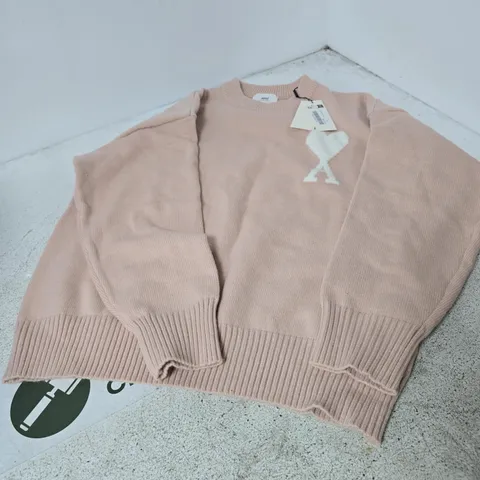AMI ALEXANDRE MATTIUSSI KNIT SWEATER – PINK, UK SIZE L