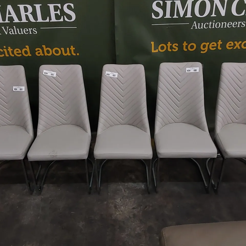 SET OF 5 GREY LEATHER DINING CHAIRS 