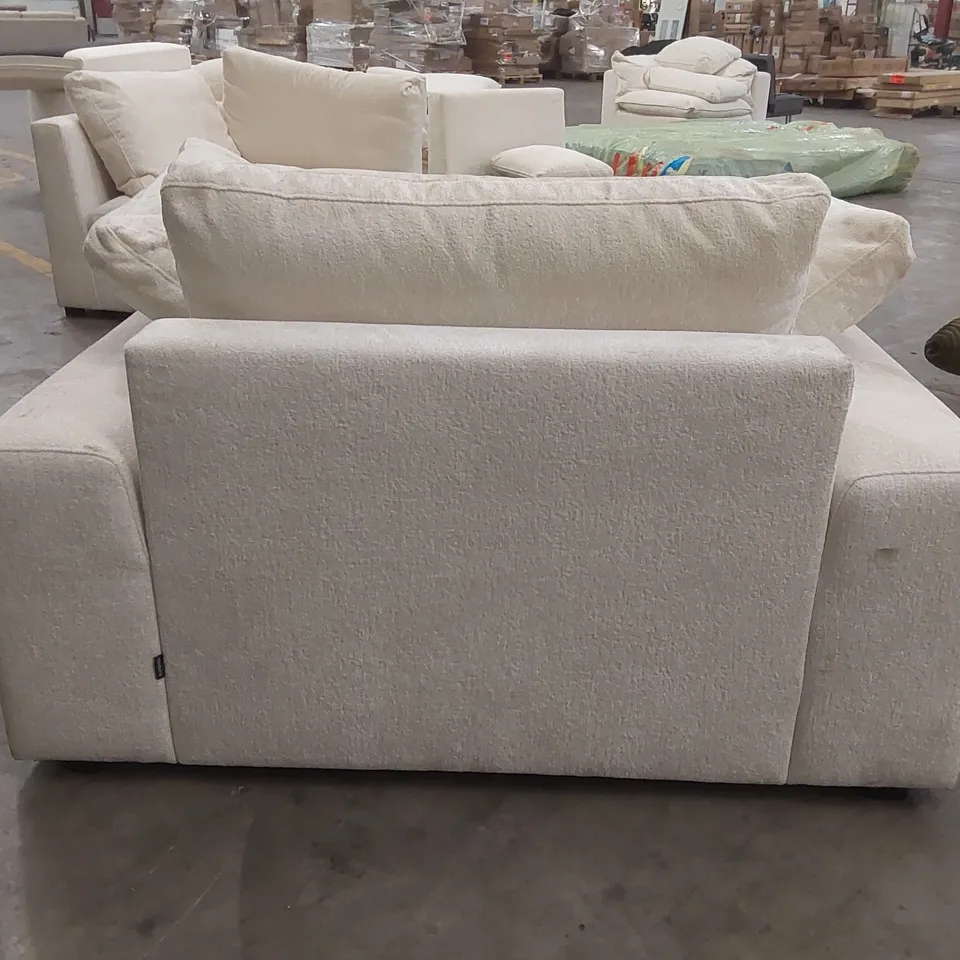QUALITY DESIGNER MODSOFA CREAM FABRIC UPHOLSTERED LOVESEAT 