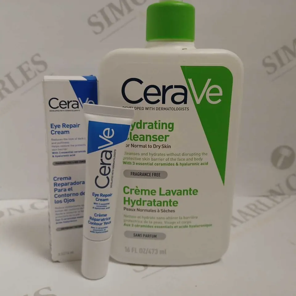 2 CERAVE ITEMS TO INCLUDE HYDRATING CLEANSER AND EYE REPAIR CREAM