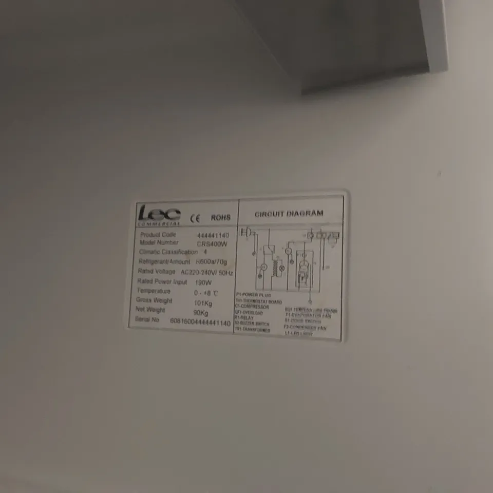 LEC COMMERCIAL PLATINUM CRS400W UPRIGHT REFRIGERATOR