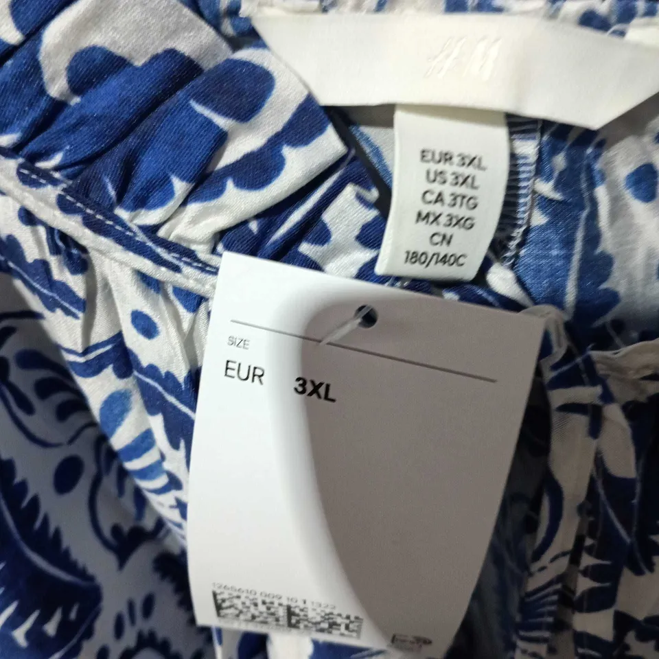 H&M WOMEN’S BLUE & WHITE FLORAL PRINT DRESS, EU 3XL (UK SIZE NOT SHOWN)