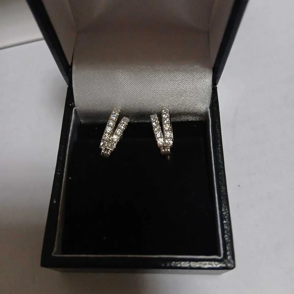 DIAMONIQUE 0.64 CW TW TWO HOOP EARRINGS STERLING SILVER