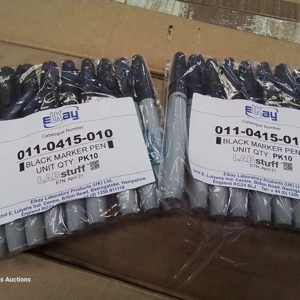 SIX BOXES EACH CONTAINING 50 PACKS OF 10 ELKAY BLACK MARKER PENS