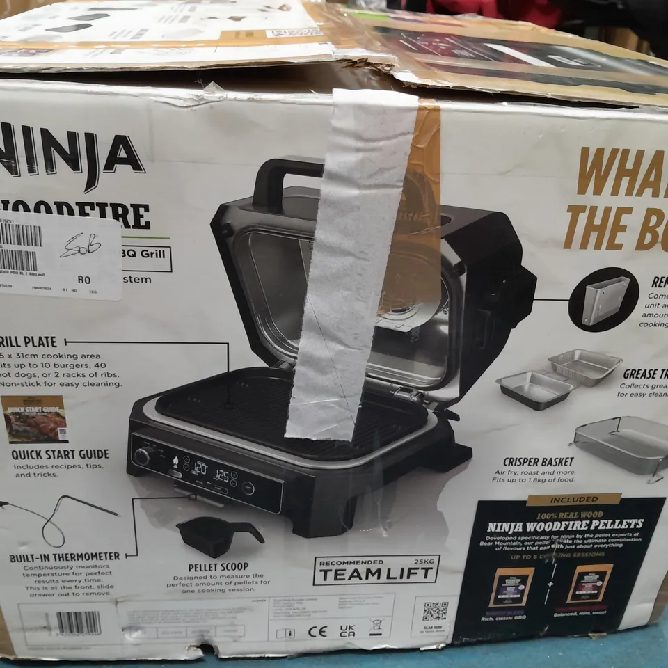 NINJA WOOD FIRE PRO XL ELECTRIC BBQ GRILL,SMART COOK SYSTEM BUILT IN THERMOMETER