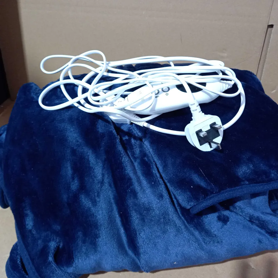 OUTLET COZEE HOME HEATED PLUSH WEARABLE BLANKET NAVY