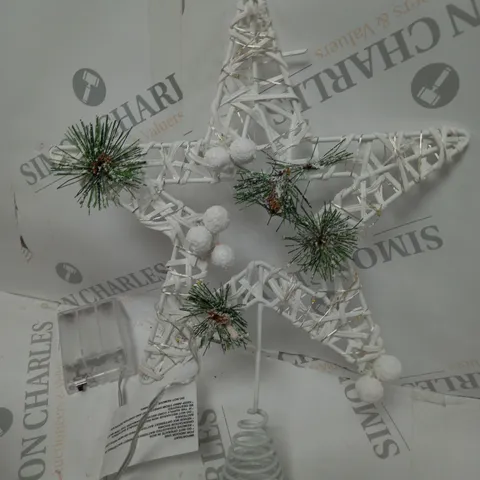 PRE LIT WHITE STAR TREE TOPPER