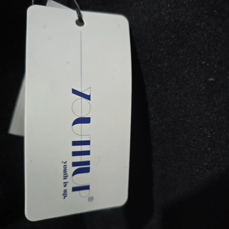 YOUTH UP BLACK WOOL COAT, 3XL – MEN'S OUTERWEAR WITH GEOMETRIC LINING