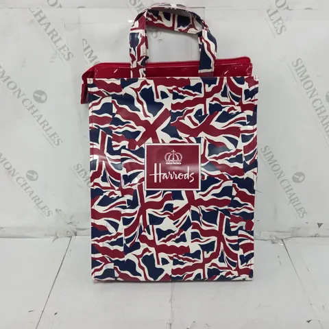 HARRODS ZIP UP SHOPPER BAG IN UNION JACK DESIGN