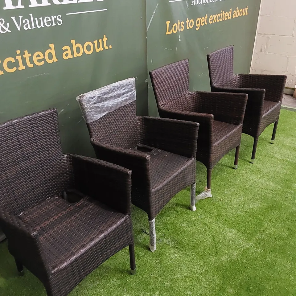 SET OF 4 CHOCOLATE MIX RATTAN CHAIRS