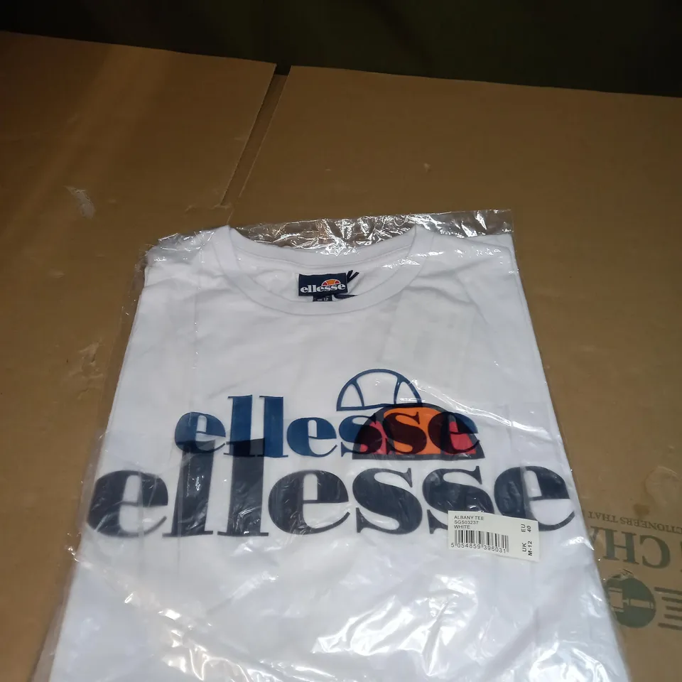 MENS WHITE ELLESSE LOGO T-SHIRT SIZE M
