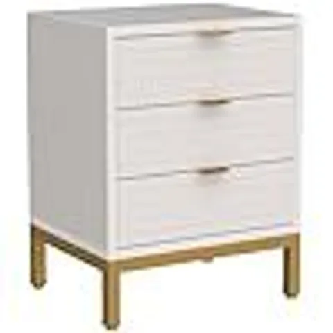 BOXDD TRIBESIGNS MODERN NIGHTSTAND, TALL BEDSIDE TABLE WITH 3 DRAWERS - WHITE (1 BOX)