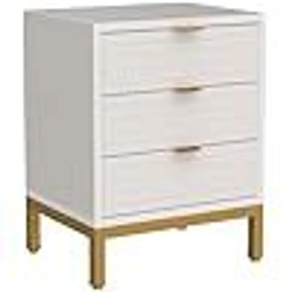 BOXDD TRIBESIGNS MODERN NIGHTSTAND, TALL BEDSIDE TABLE WITH 3 DRAWERS - WHITE (1 BOX)