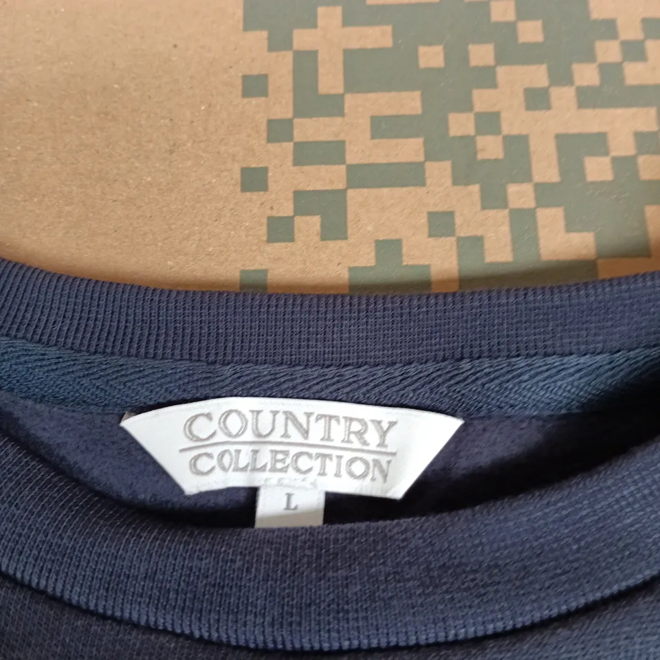 COUNTRY COLLECTION NAVY BLUE EMBROIDERED FLORAL SWEATSHIRT – UK SIZE L