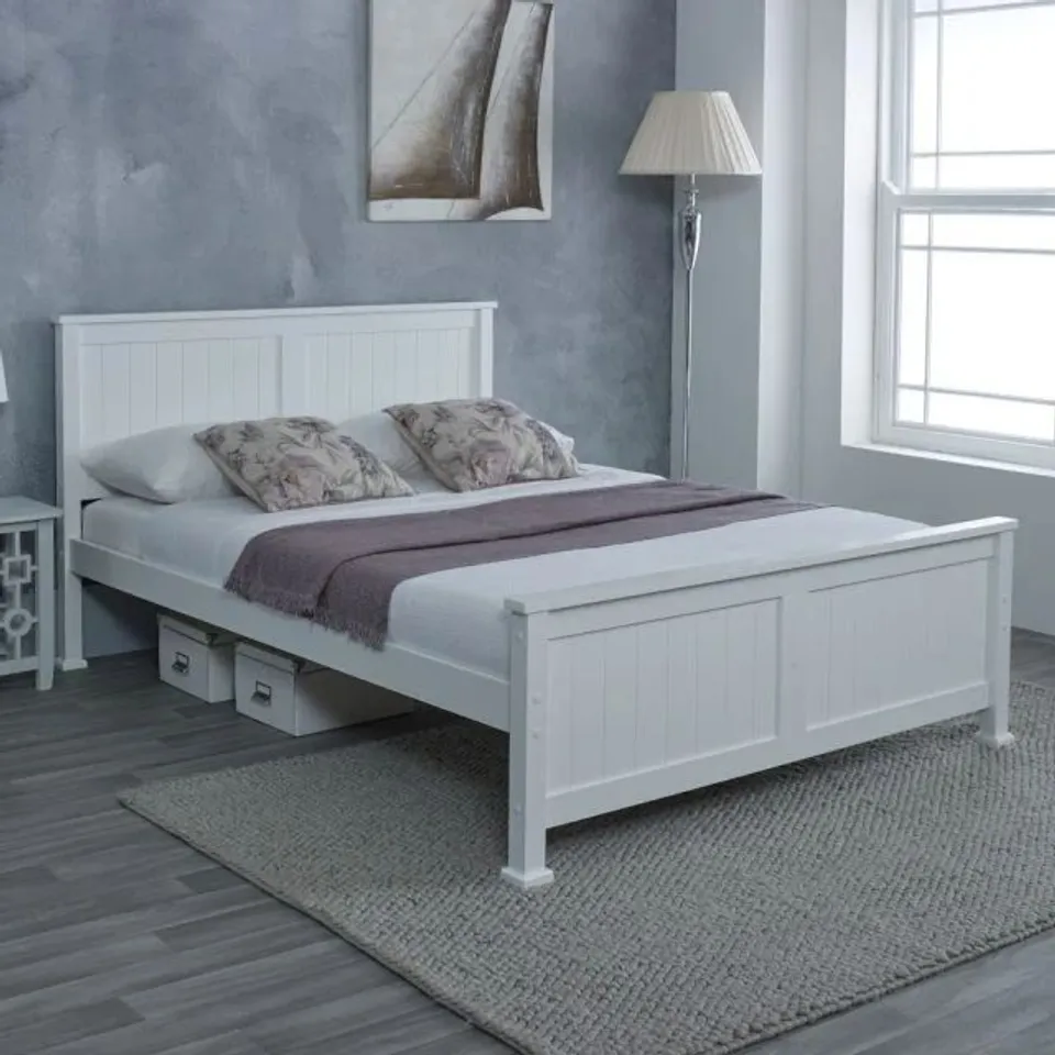 BOXED MADRID 5FT KING BED IN WHITE (2 BOX)