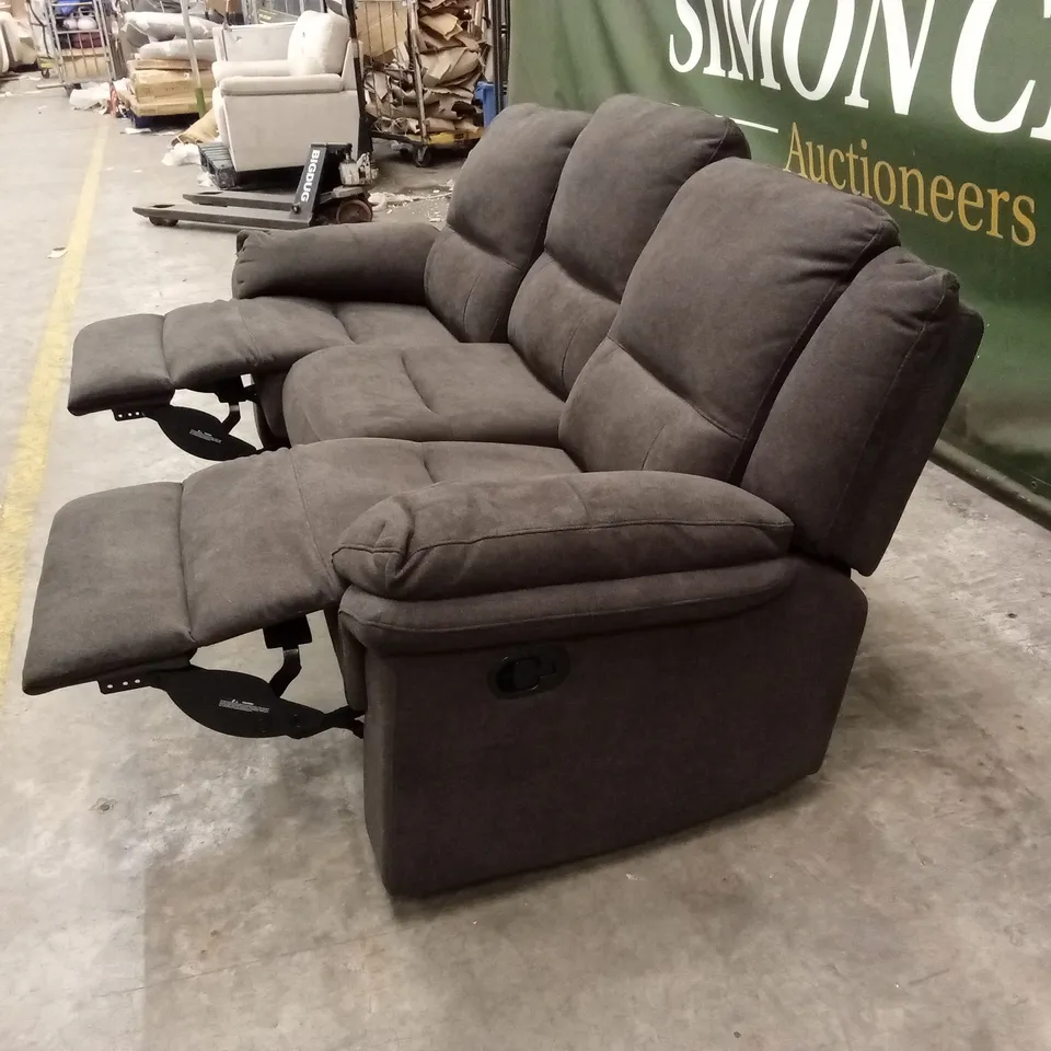 ALBION CHENILLE 3 SEATER HIGH BACK MANUAL RECLINER SOFA - CHARCOAL RRP £679
