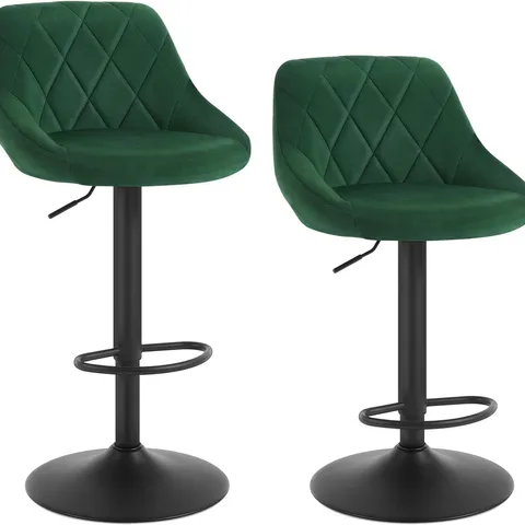 BOXED WOLTU BAR STOOLS SET OF 2, SWIVEL BREAKFAST BARSTOOLS, VELVET, DARK GREEN