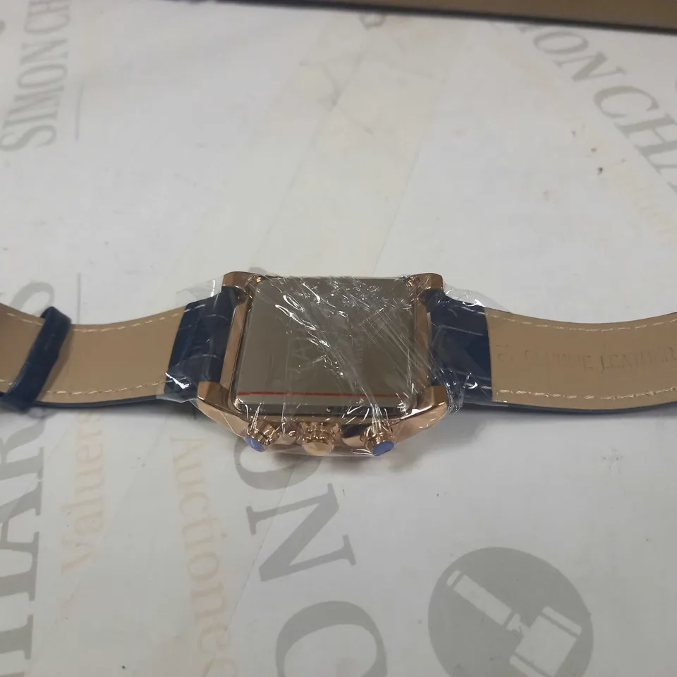 LATOR CALIBRE BLUE DIAL LEATHER STRAP WATCH RRP £585
